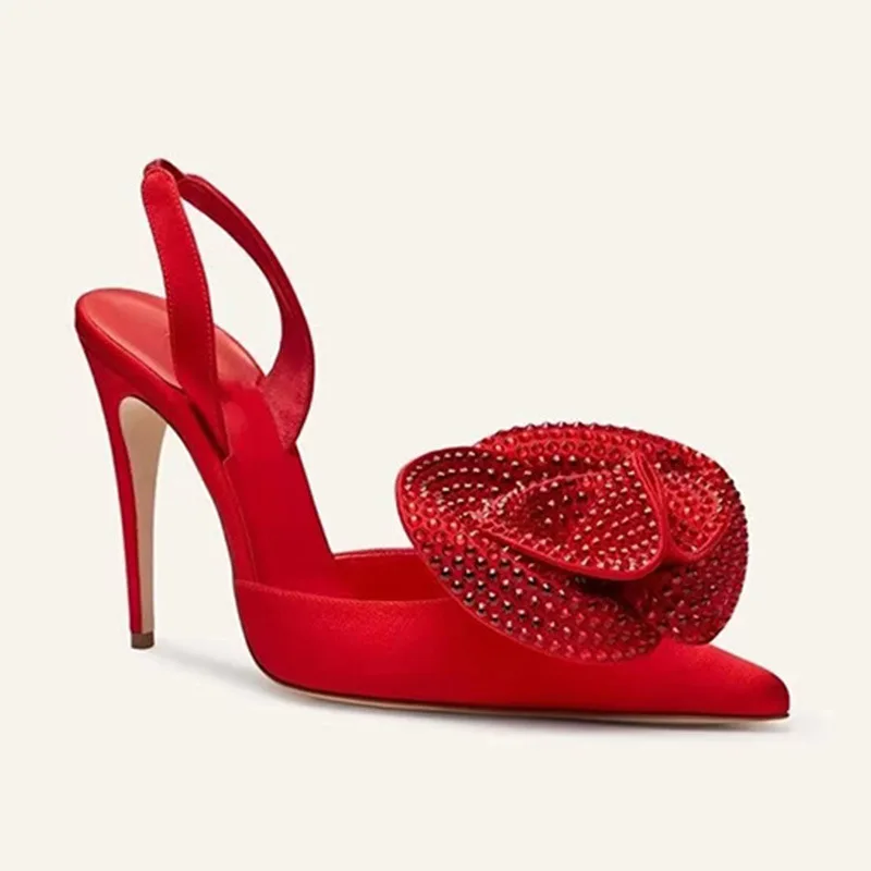 

Яркие женские сандалии с цветочным орнаментом, задние ремешки, искусственные шелковые туфли с острым носком, туфли на высоком каблуке