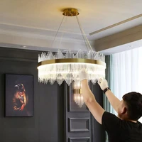 led crystal chandelier modern minimalist light luxury living room bedroom dining room lighting electroplating glossy lighting