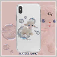 clmj cute bubble lamb phone case for iphone 11 12 13 pro xs xr for samsung galaxy s22 ultra s21 cartoon animal silicone cover