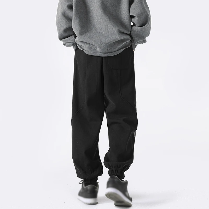 New Classic Trousers Fall Winter Warm Fleece PantsStreetwear Casual Sweatpants Fashion Drawstring Pants Men Ankle-tied Pants 5XL