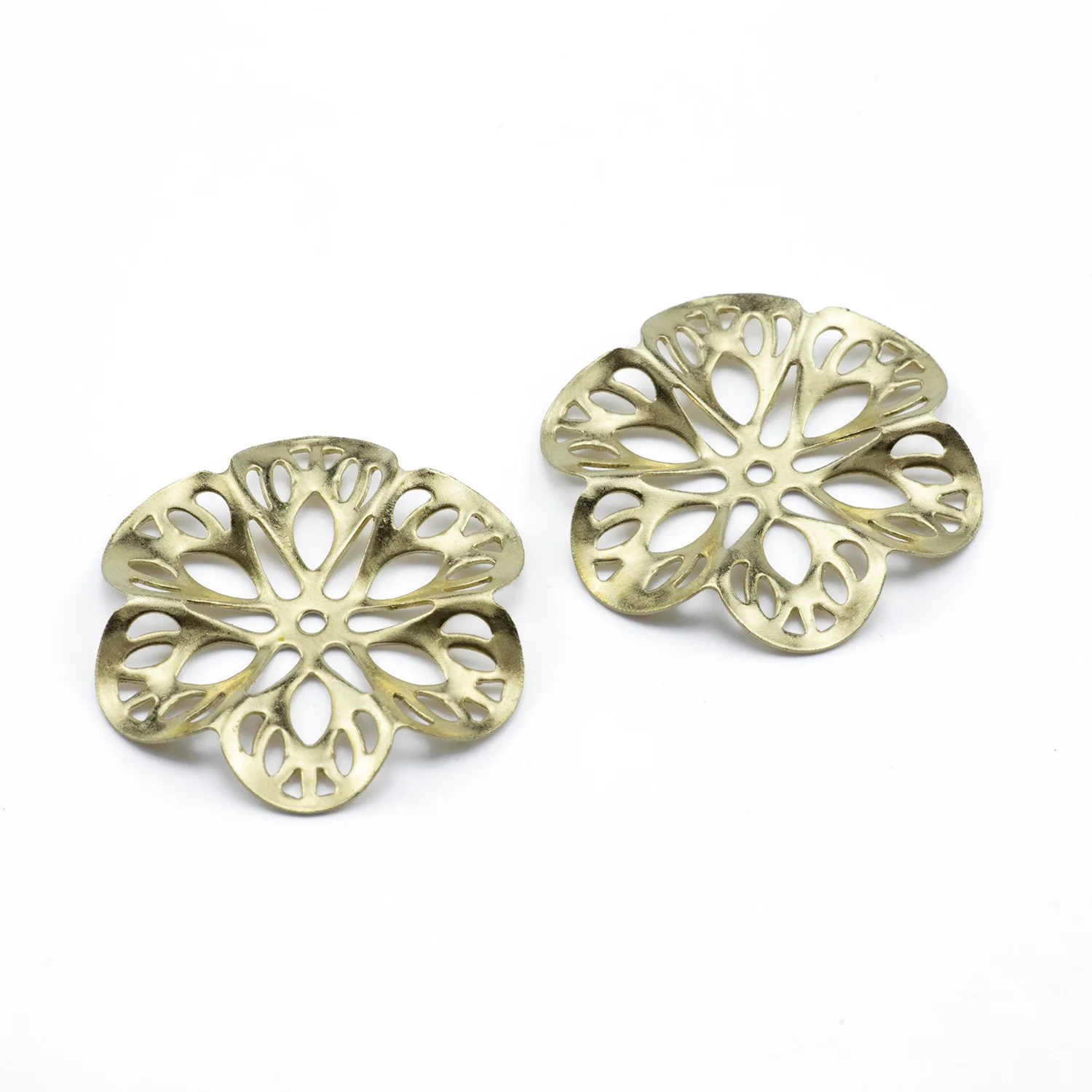 

20Pcs/Lot Raw Brass Hollow Flower Charms Link Connectors Bead Caps For Diy Handmade Couple Earrings Bracelet Jewelry Making