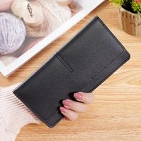 2022 new simple women long purse pu leather card holder two fold clutch money bag lady girl casual wallets fashion brand wallet