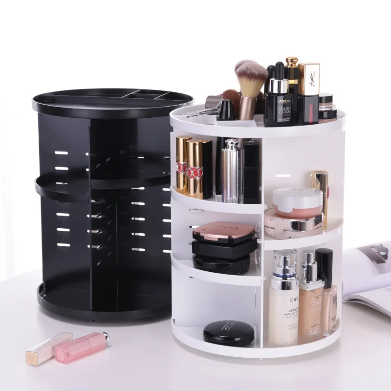 

360-degree Rotating Makeup Organizer Box Jewelry Makeup Cosmetic Storage Box Brush Holder Skin Care Products Organizer Container