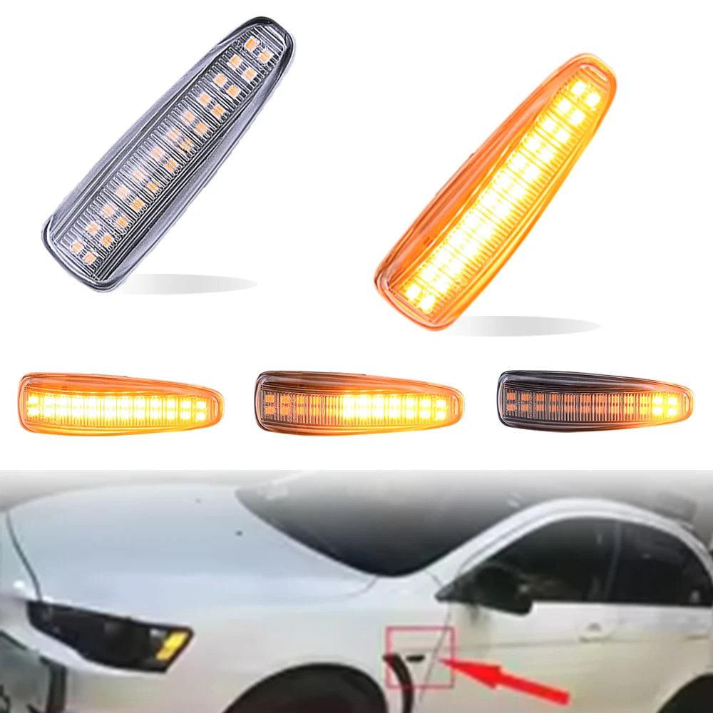 

2 шт. динамический светодиодный боковой габаритный повторитель указателей поворота, лампа для Mitsubishi Lancer Evolution X Outlander Sport RVR ASX Mirage
