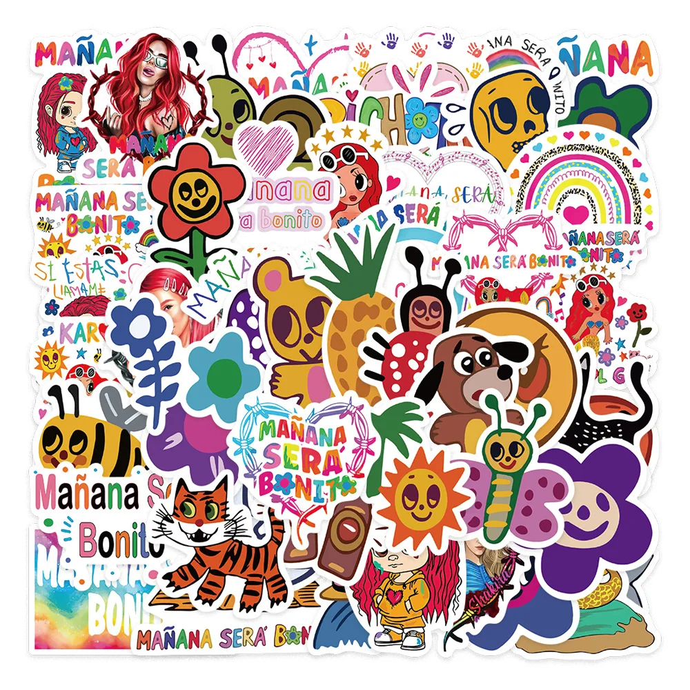 

Singer Karol G Manana Sera Bonito Stickers Waterproof Skateboard Guitar Suitcase Laptop Graffiti Sticker for Kids Toys Gifts
