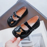japanese style school shoes for girls pu shallow 2022 spring new kids fashion performance hook loop non slip glossy mary janes