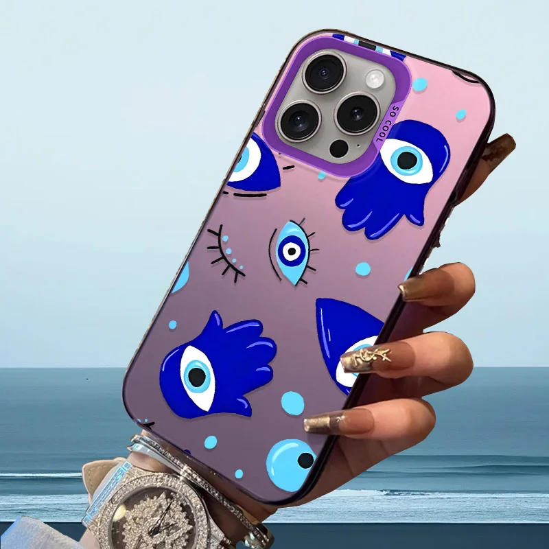 Фото Матовый чехол с глазами для iPhone 16 E 15 Pro Max 14 Plus 13 12 Mini 11 Pro Max XS X 8 7 SE, акриловый силиконовый противоударный жесткий чехол №1