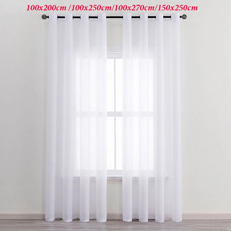

150x250cm Solid White soft Tulle Sheer Curtains for Living Room Decoration Curtains Room Bedroom Kitchen Voile Organza Curtains