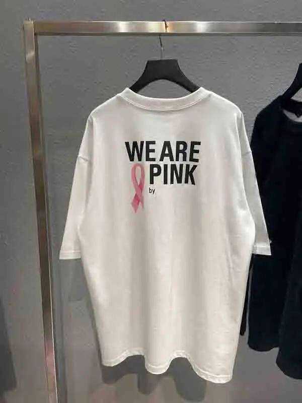 

2021ss We're Pink Printed Luxury Brand Women Men T shirts tees Hiphop Causal Oversized Men Cotton T shirt