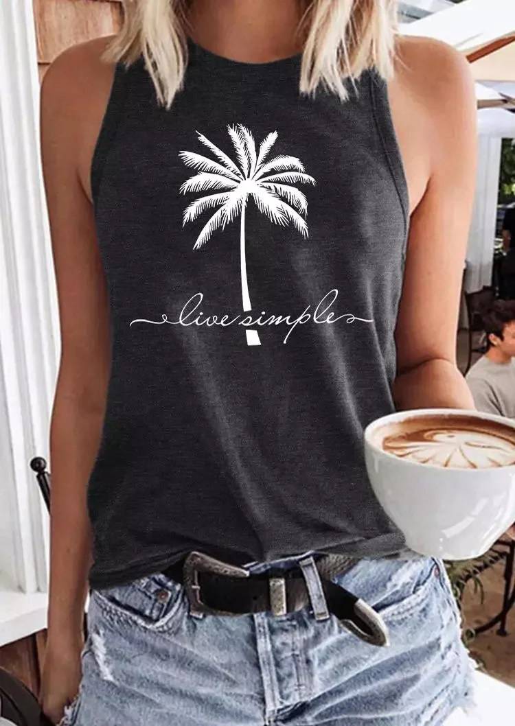 

Simple Tanks Funny Coconut Tree Graphic Tank Top for Women Summer Beach Sleeveless Shirts Novel Letter Casual Vacation Vest