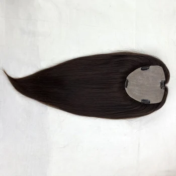 人間の髪の毛のかつら,シルクベースのかつら,自然な頭皮の細いヘアクリップ,女性の髪のトッパー