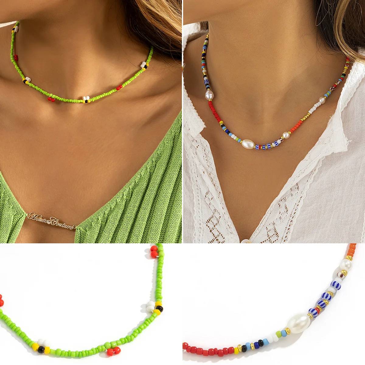 Ожерелье-чокер в стиле бохо цепочка с радужными бусинами ожерелья ювелирные