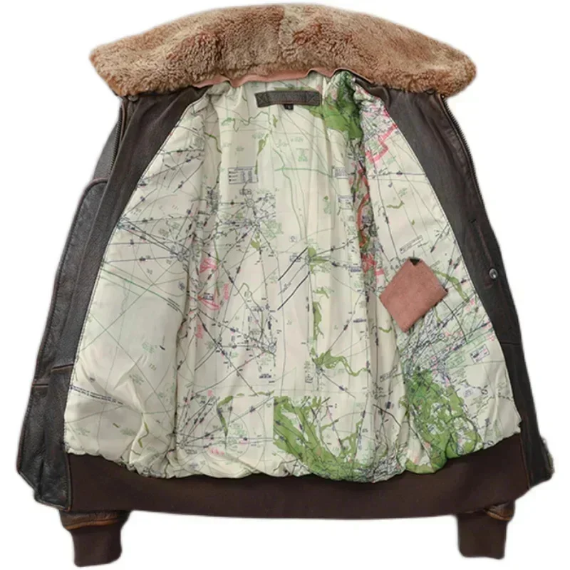 Мужская винтажная куртка из натуральной коровьей кожи красно-коричневая летная