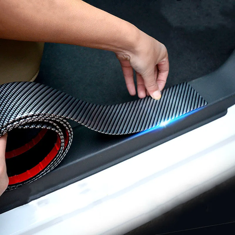 1/3/5/7/10m 3D Carbon Fiber Pattern Car Stickers Anti-stepping Bumper Door Trim Protection Auto Decoration Decals |