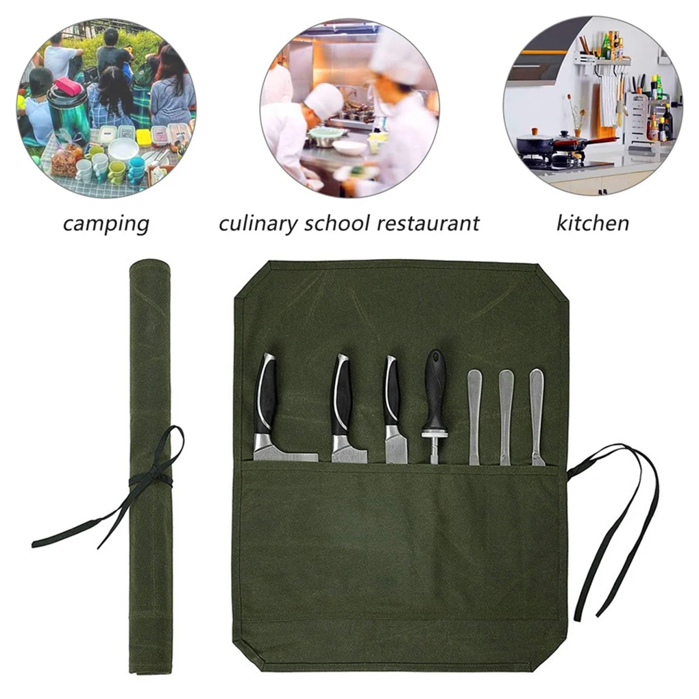 

Cutlery Roll Case Professional Reusable Protective Household Restaurant Kitchen Cooking Tool Storage Holder