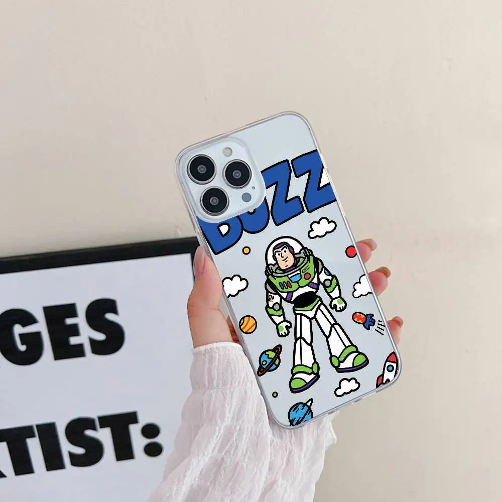 Фото Прозрачный чехол для телефона с рисунком B-Buzz Lightyear для IPhone 17, 16, 15, 14 Pro, 13, 12, 11 Pro Max XR, прозрачный мягкий чехол №1