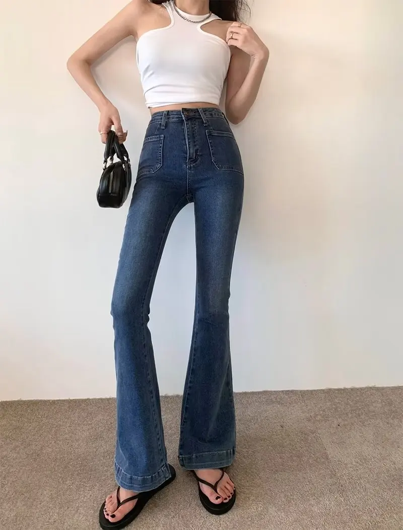 Y2K стильные джинсы женские новые нишевые свободные с широкими штанинами для