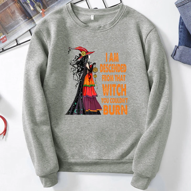 

Women Casual Autumn Pullovers Hoodies Female Graphic Vintage Long Sleeve Sweatshirt Halloween Letter Print Round Neck Loose Tops