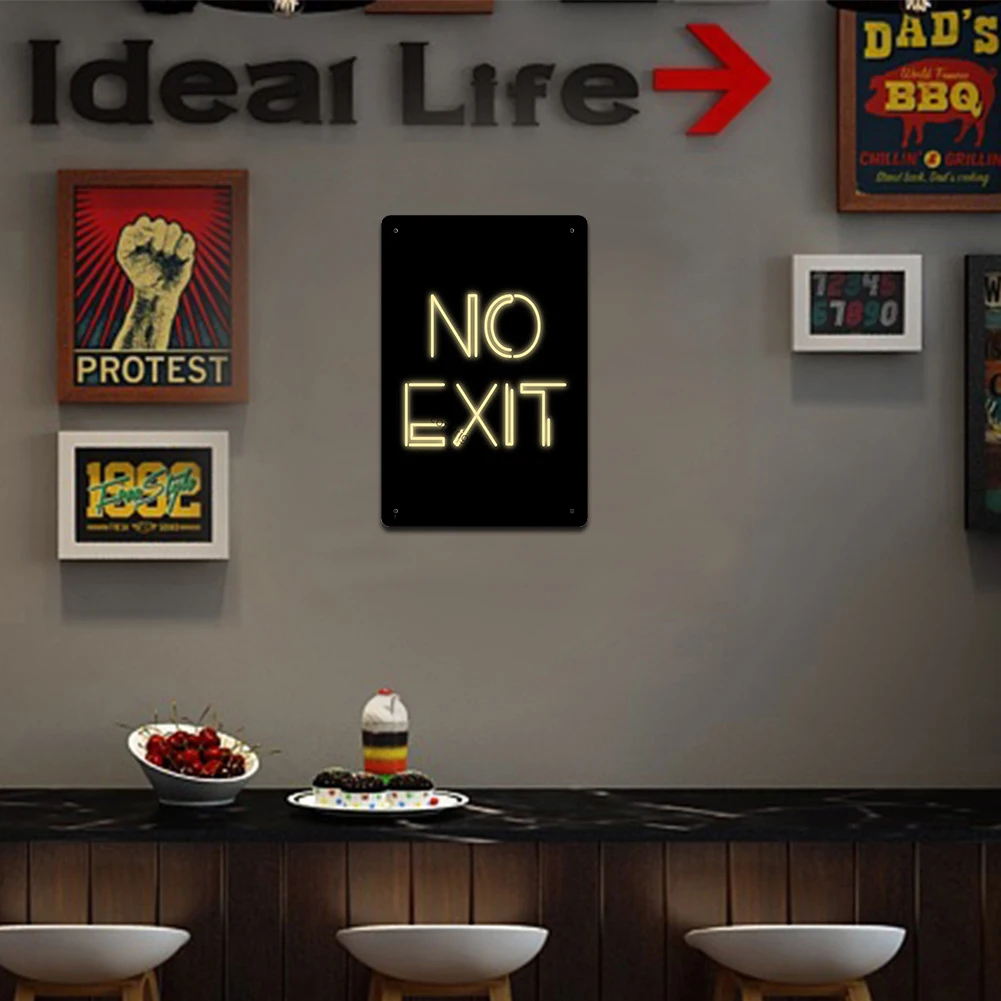 Винтажный неоновый ретро-плакат без выхода металлическая пластина искусство на