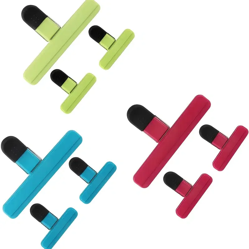 

6/9pcs Food Bag Clips, Chip Bag Clips, Foods Snacks Bag Paper Clips, Plastic Heavy Duty Seal Grips, Kitchen Supplies