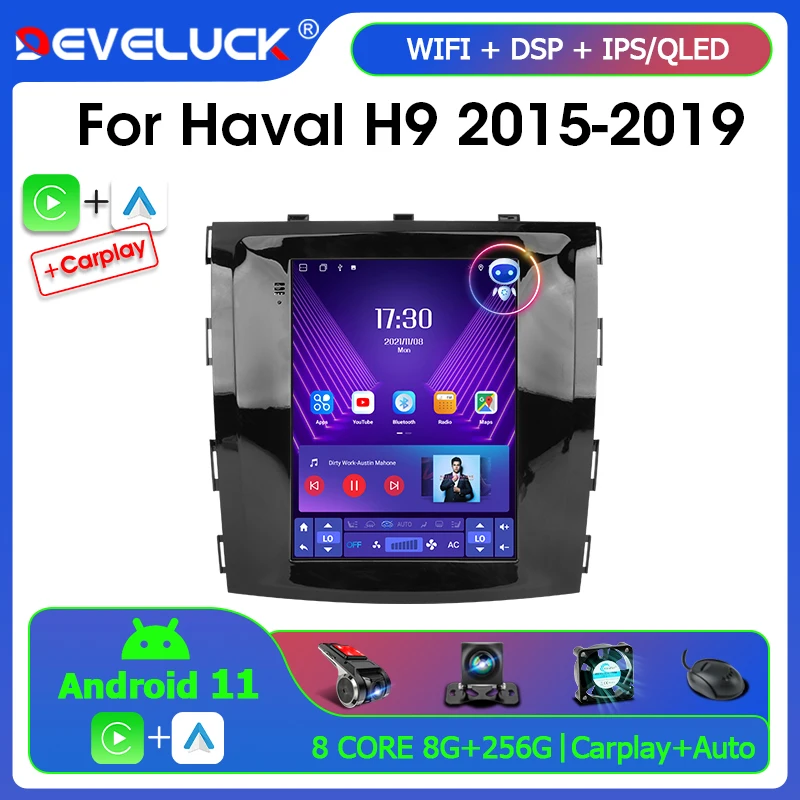 2 Din Android 11 Car Radio For GREAT WALL Hover Haval H9 2015-2019 Multimedia Video Player GPS Navigation Carplay RDS Stereo DVD
