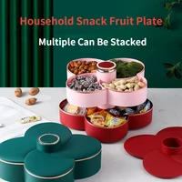 rotating fruit plate double layer compartment candy snack plate household dried fruit box