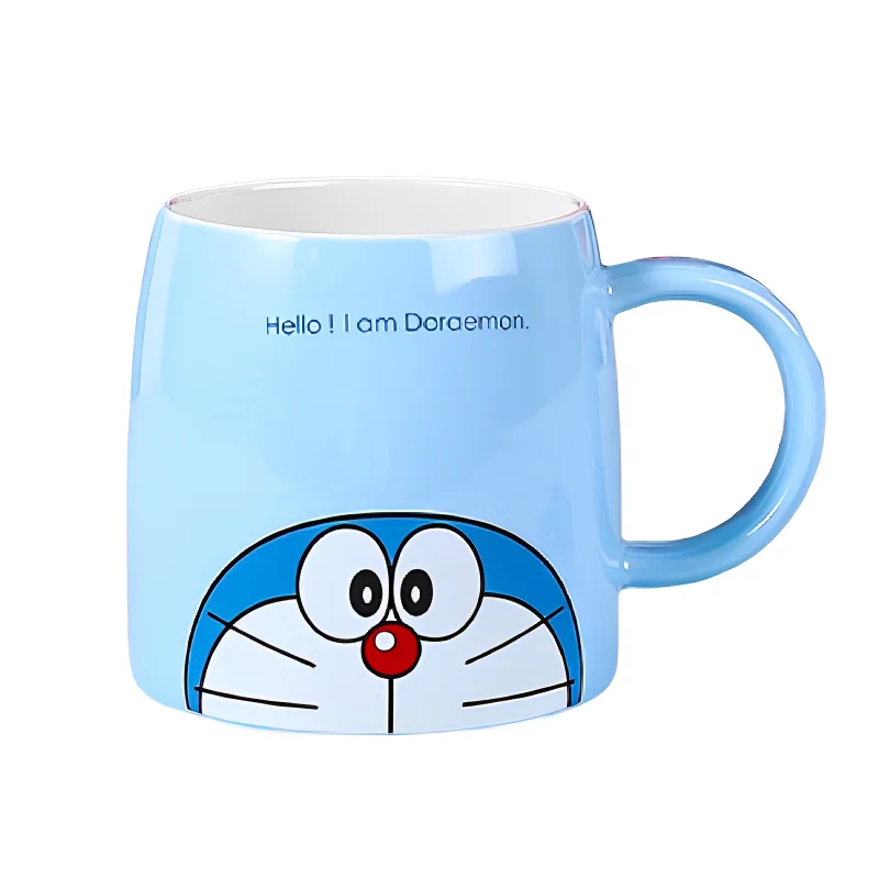 Kawaii Anime Doraemon Ceramic Drinking Glass Cartoon Summer Household Large Capacity Cute Milk Oatmeal Cup Girl Birthday Gifts