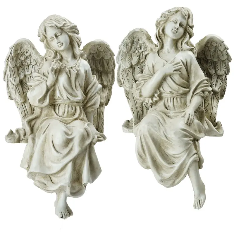 

Gray Set of 2 Decorative Sitting Angel Outdoor Garden Statues