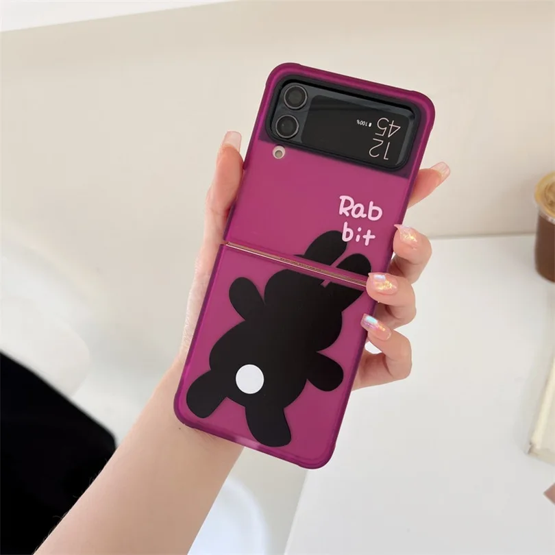 

Cartoon Rabbit Phone Case for Samsung Galaxy Z Flip 3 Z Flip 4 Hard PC Back Cover for ZFlip3 ZFlip4 Case Shell