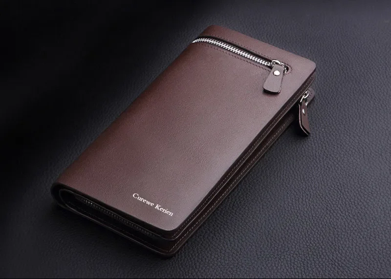Luxury Business Bifold Men's Leather Wallet with Zipper Coin Pocket Card Holder Multifunctional Purse for Man Clutch Bag