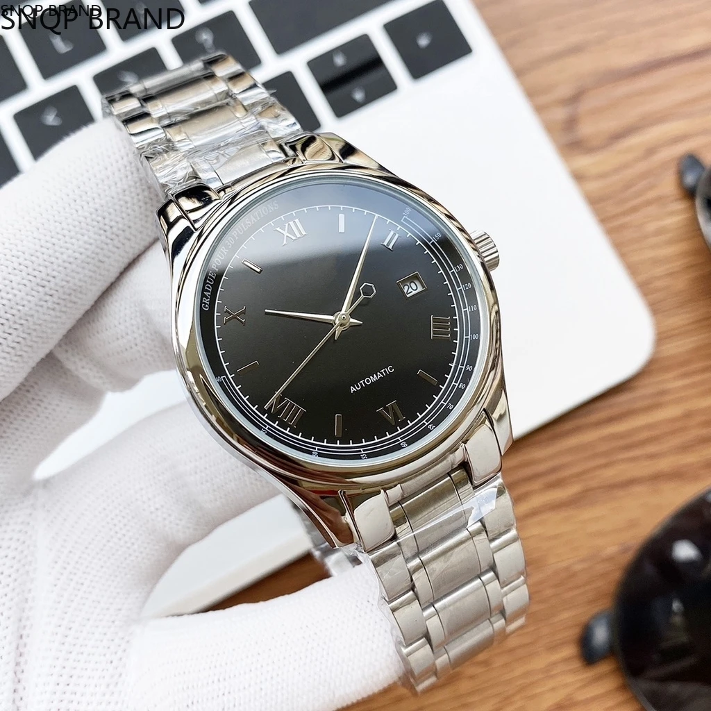 

Автоматические механические мужские часы черный синий кожа