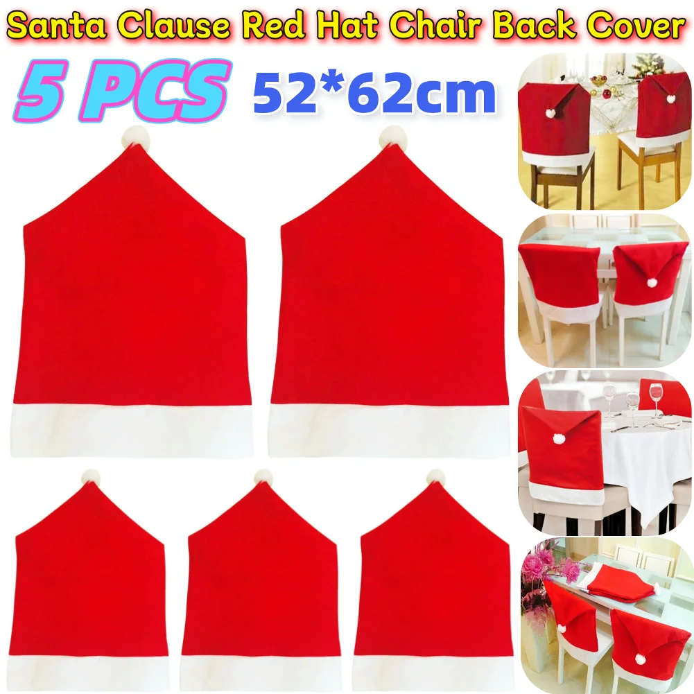 5 шт. красная шляпа Санта-Клауса задняя крышка стула рождественский обеденный