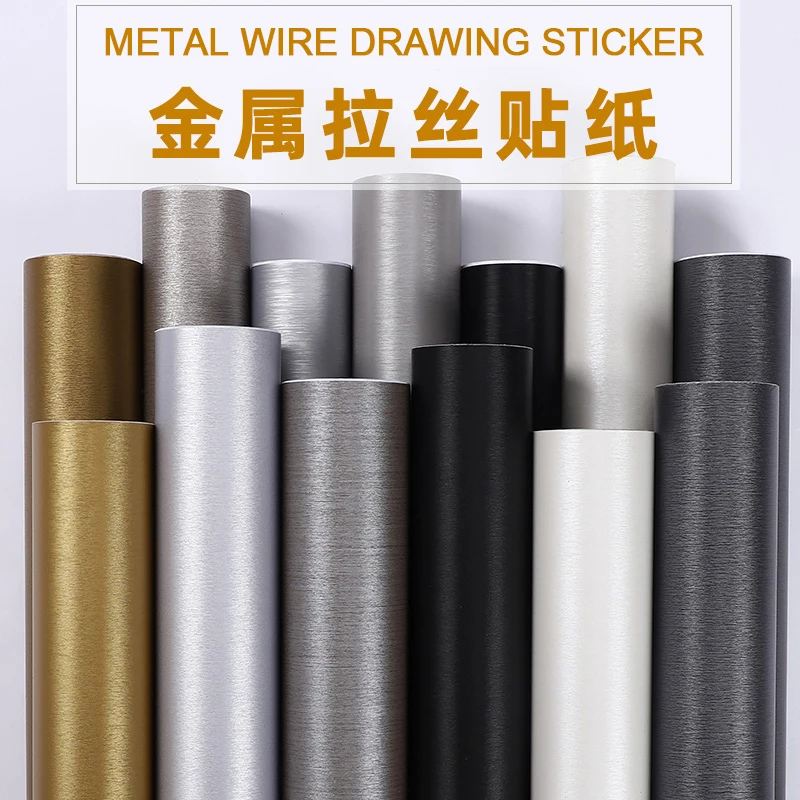 

Kitchen Cabinet StickerWaterproof and Oil Proof Furniture Renovation High Temperature Resistant Imitation MetalWire Drawing Film