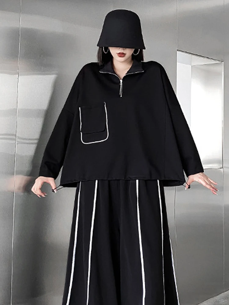 

Женские свитшоты на молнии с воротником, модные дизайнерские пуловеры, топы с передними карманами