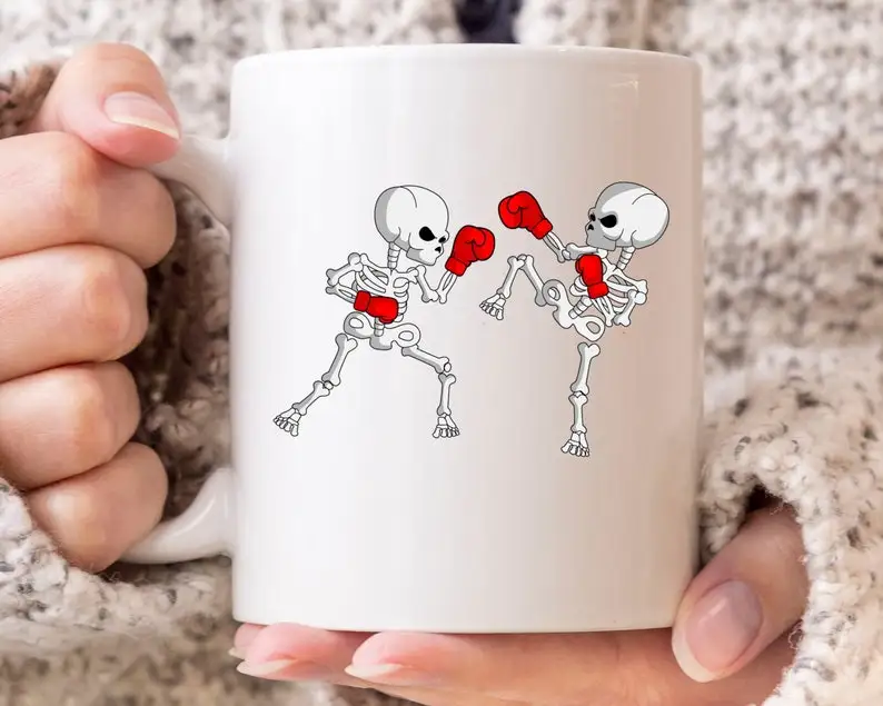 

Skeleton Kickboxers Mug, Kickboxers Coffee Mug, Combat Sports, Martial Artists Cup, Kicking Graphic, Funny Skeleton Design, Muay