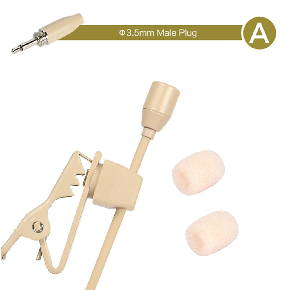 High Quality Brand New Durable Microphone Lavalier Lapel Mic 1 Pcs Lavalier 2*Microphone Cover 3-Pin 3.5mm Beige