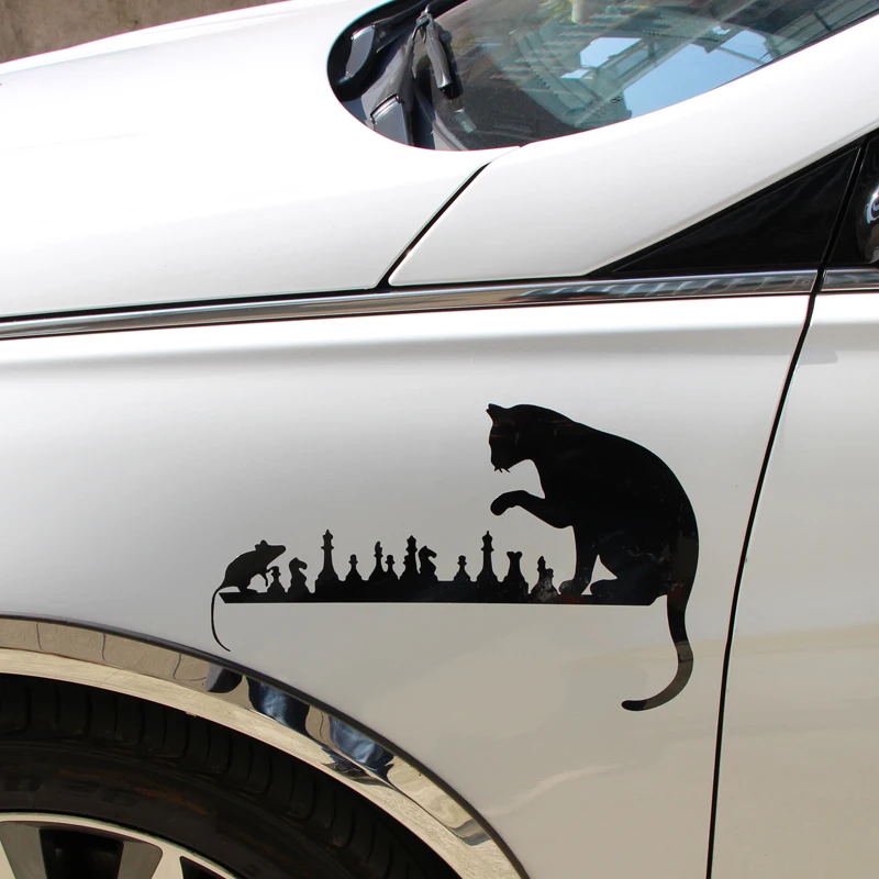 Автомобильная наклейка шахматы кошка мышь художественные животные мультяшный