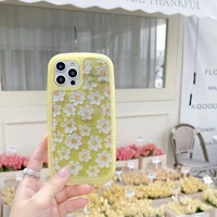 for funda iphone 11 case cute oil painting white flower phone cases for iphone 13 12 13pro max xs xr x korea soft protector capa