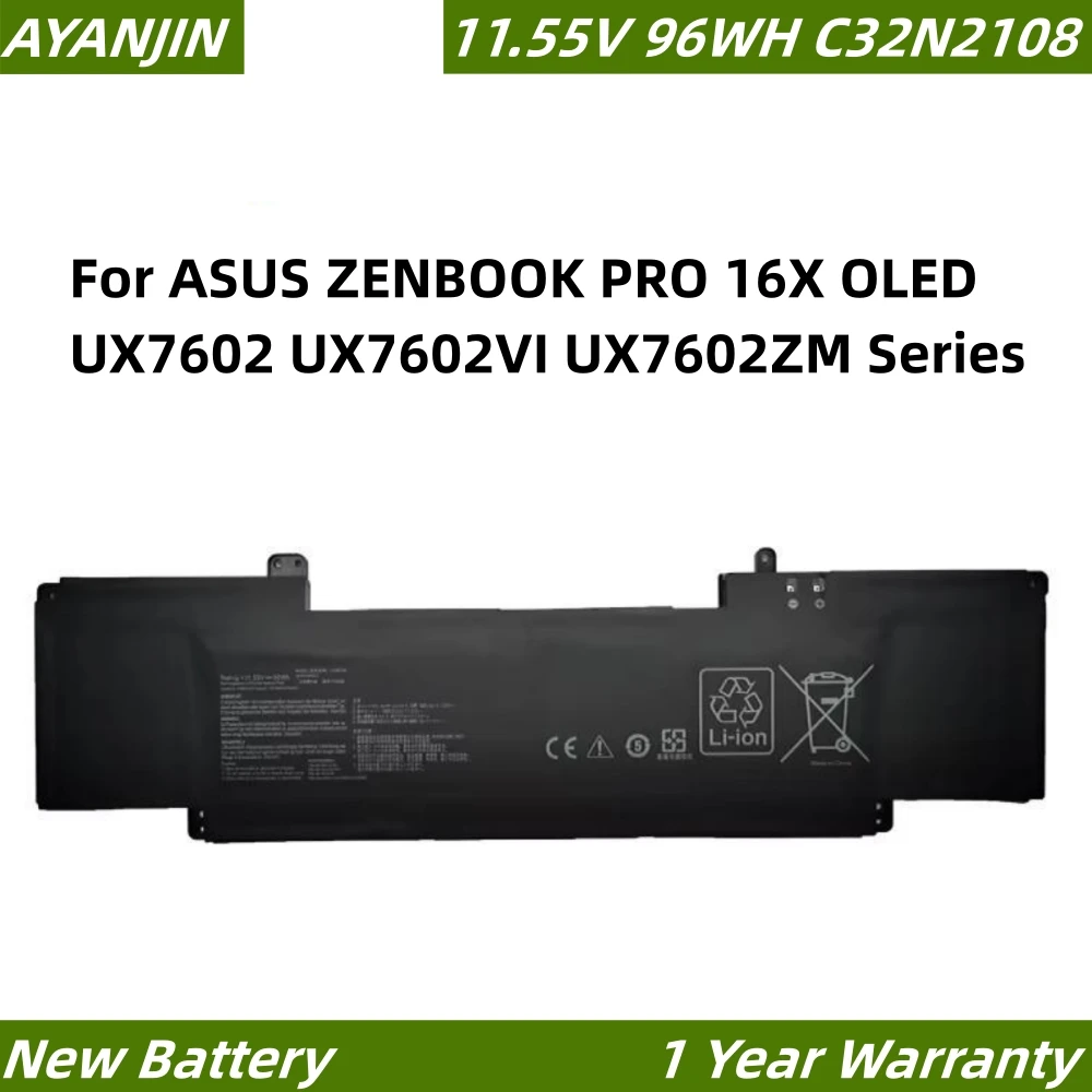 C32N2108 11.55V 96WH Laptop Battery For ASUS ZENBOOK PRO 16X OLED UX7602 UX7602VI UX7602ZM Series