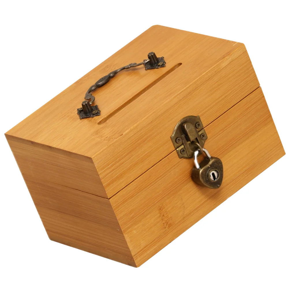 

Wood Box Jewelry Box Gift Box Home Storage Box Wood Piggy Bank with Lock