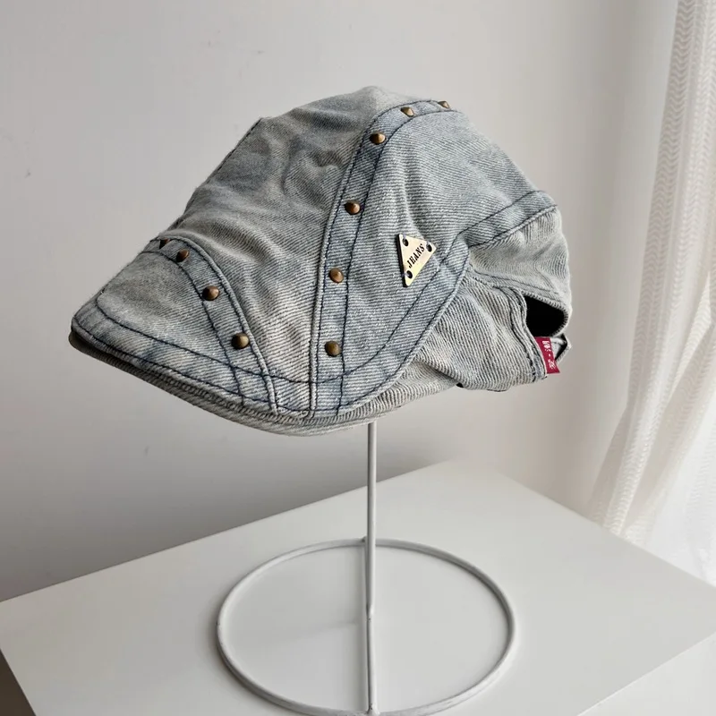 

New Retro Rivets Do Old Cowboy Forward Cap Duck Y2k Beret
