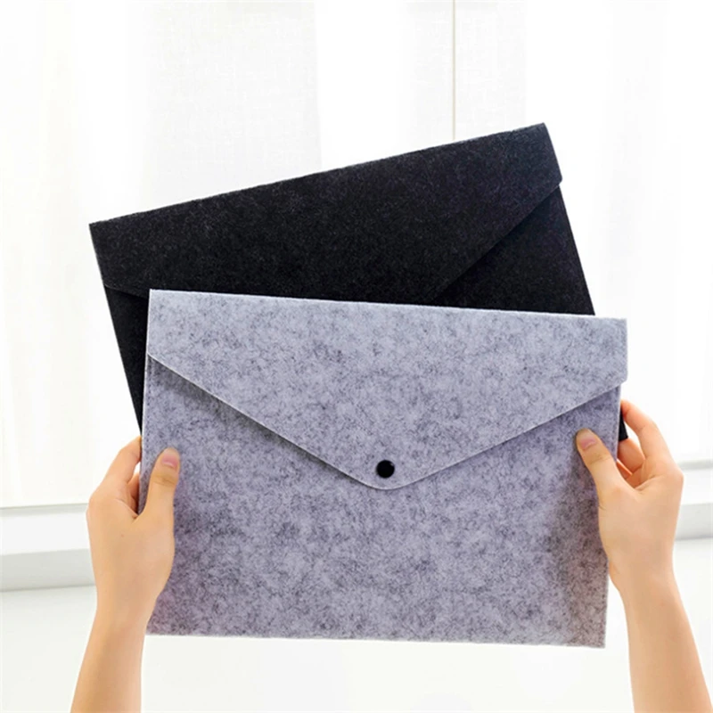 A4 Felt File Bag Simple Solid Office Big Capacity Document Bag Business Briefcase File Folders Chemical Felt Filing Student Gift