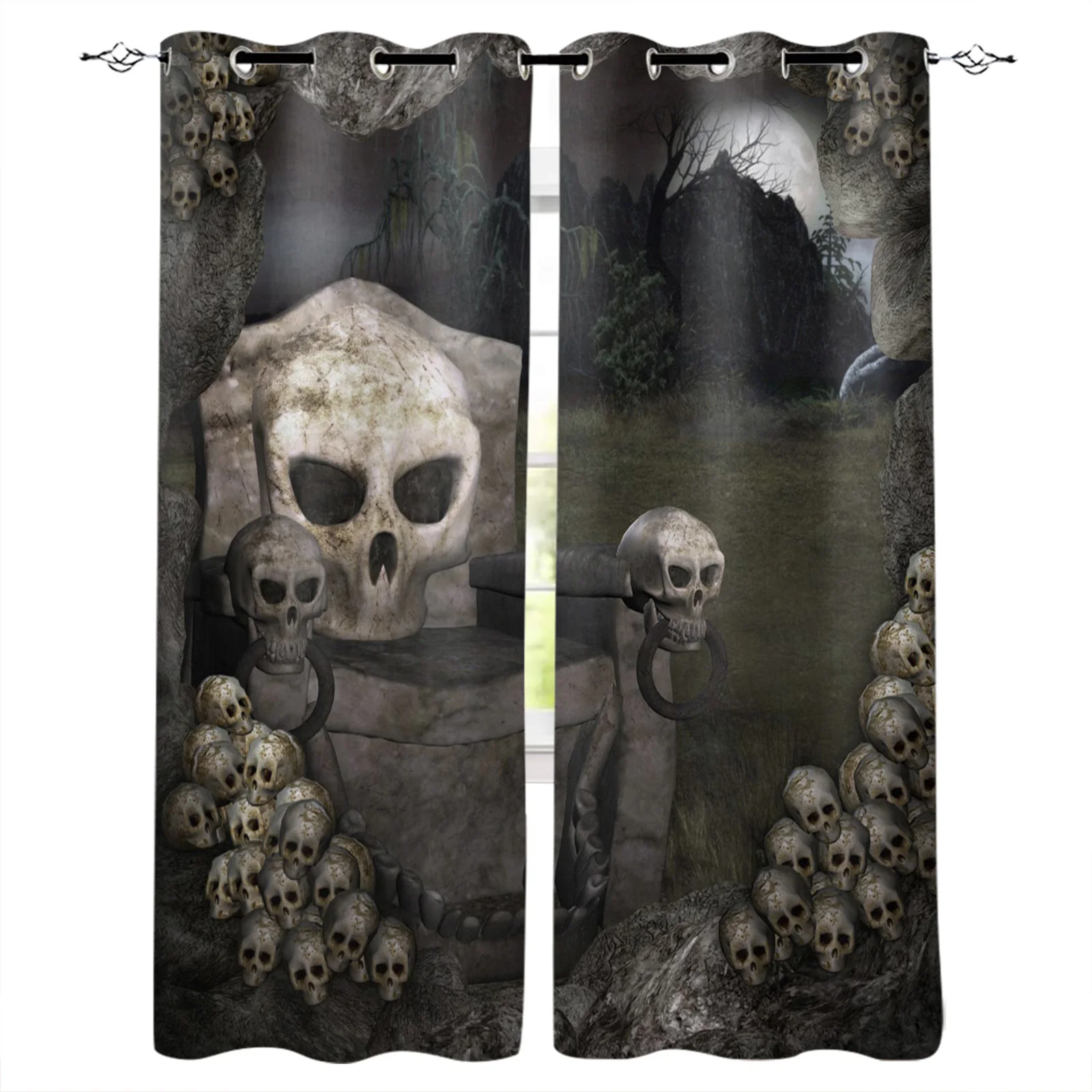 Каменные оконные шторы с изображением леса черепа стула кухонные занавески