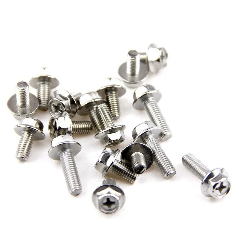 

20pcs Hexagonal Phillips Flange Bolt M4 M5 M6 Hex Cross Phillips Flange Washer Serrated Bolt 304 Stainless Steel L=8-30mm 16mm