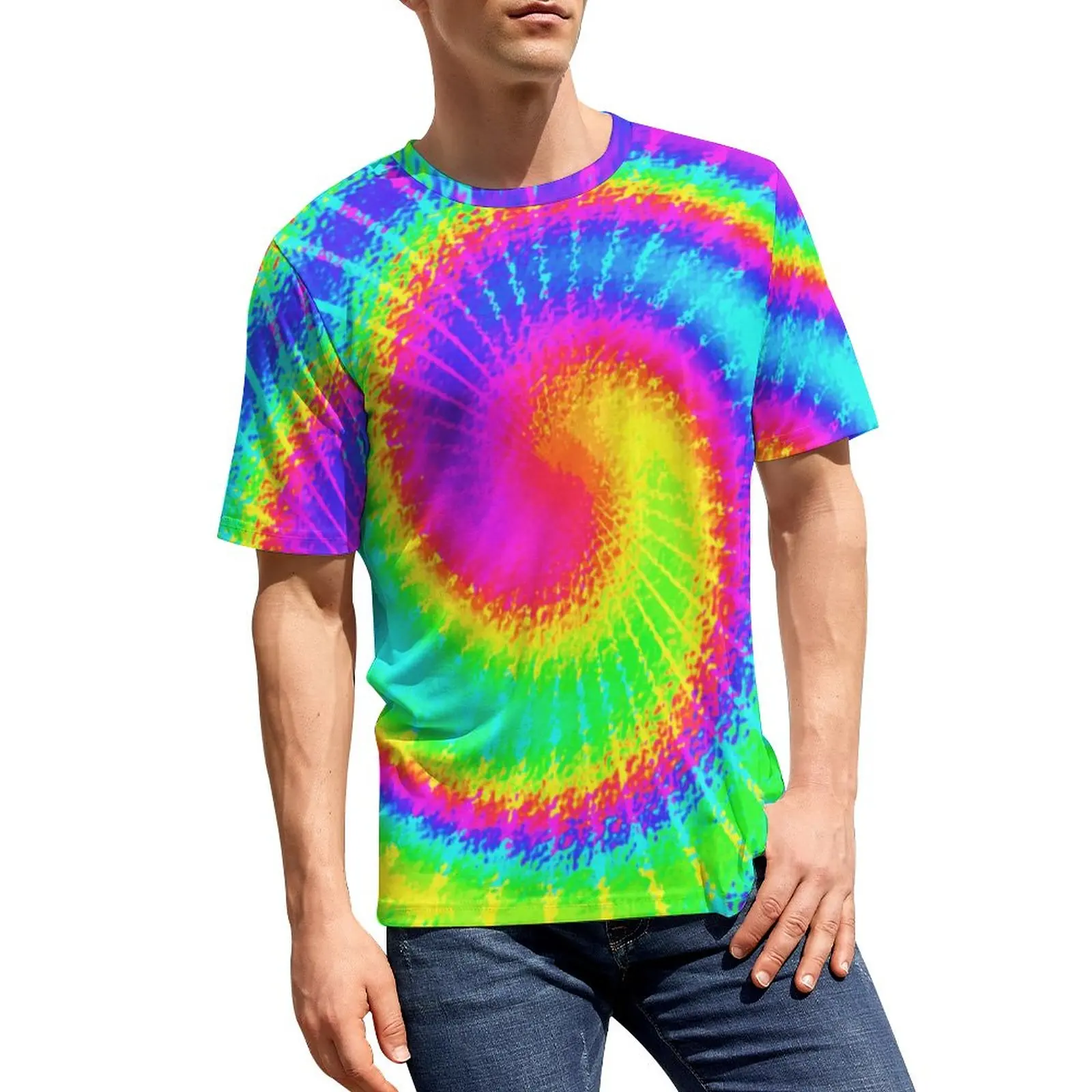 

Красочная Ретро футболка в стиле 60-х годов, хиппи психоделическая Новинка, мужские футболки, дизайнерские футболки с коротким рукавом, теле...