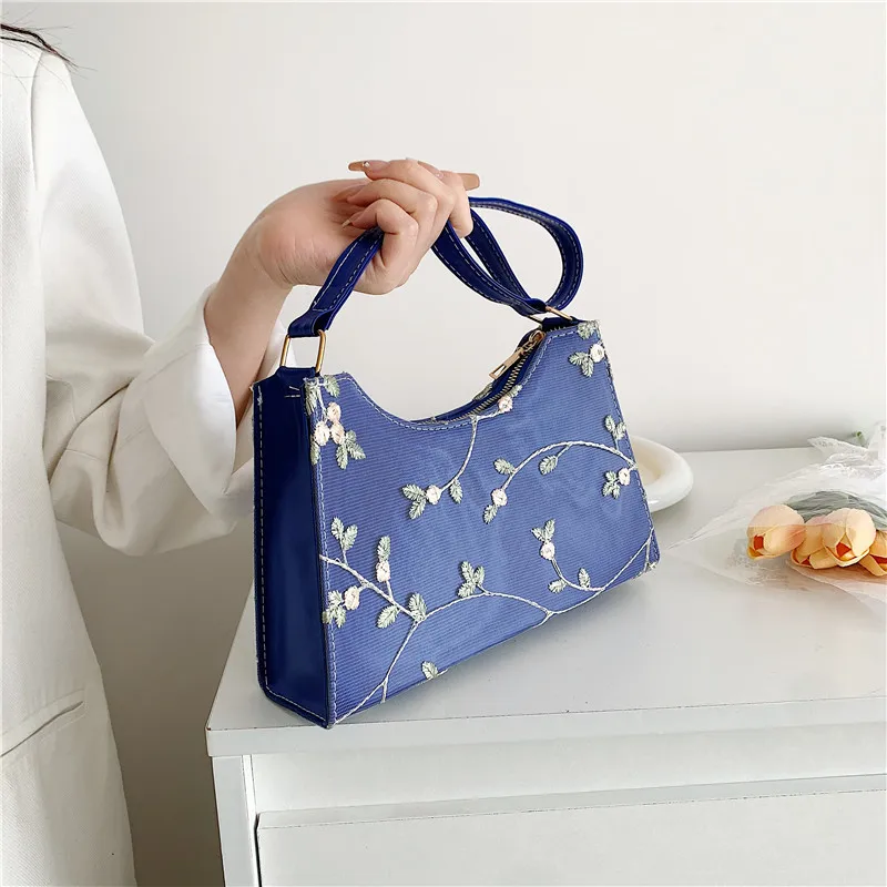

Summer Shoulder Bag For Women 2023 Soft PU Leather Lace Floral Stitching Underarm Bags Beach Travel Handbag Girls Small Tote Bag