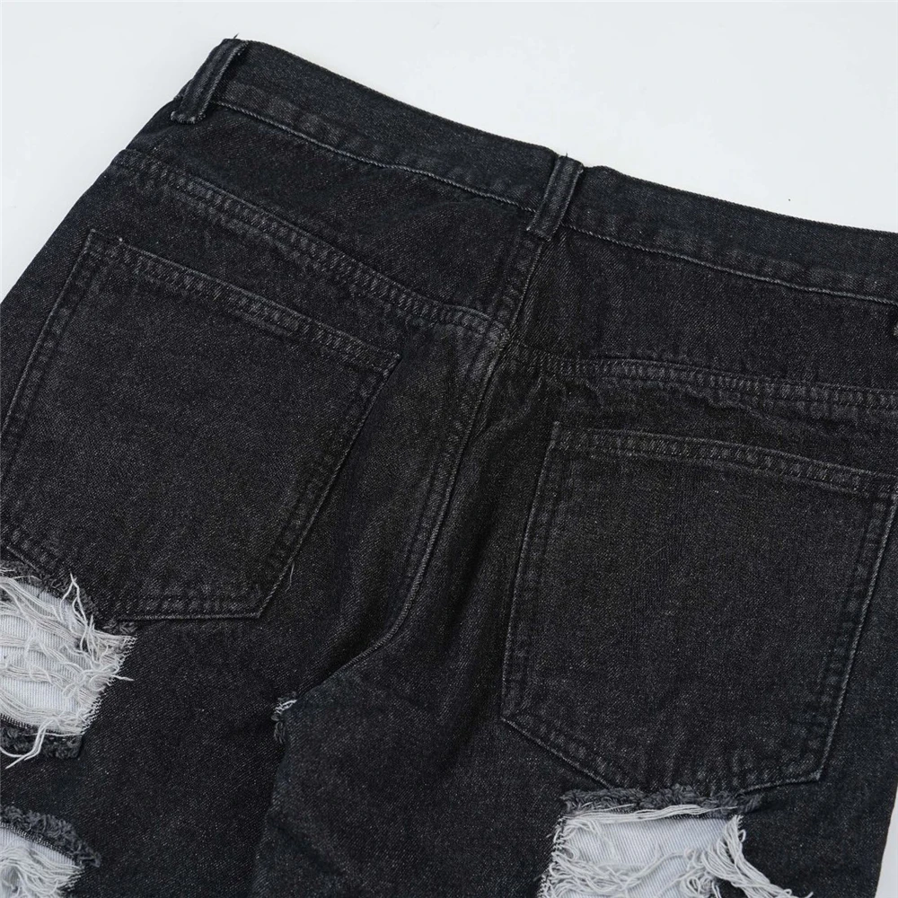 2023 Vintage Denim Pants Men Streetwear Retro Ripped Hole Denim Pant Jeans HipHip Casual Joggers Trousers Jeans