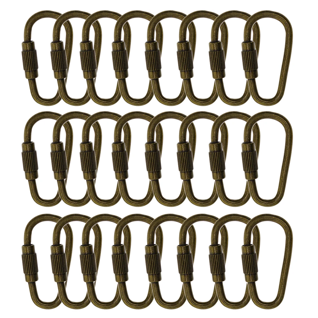

Pack of 24 D Ring Locking Carabiner Keychain Hooks Spring Lock Backpack Climbing Clips Key Chain Traveling Silver
