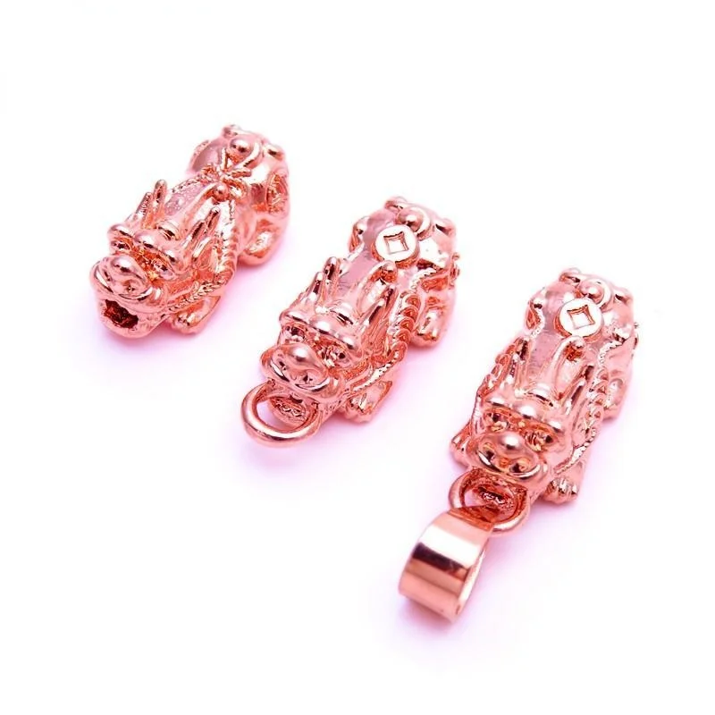 

Russian Rose Gold Color Gold 3D Hard Pure Gold Fortune Pixiu Pendant Purple Gold Necklace Female Net Red Fashion Style