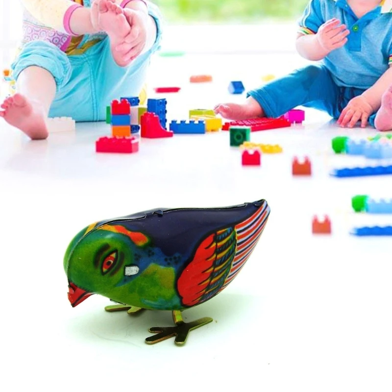 

Kids Wind-up Toy Tinplate Pecking Bird Shaped Cute Vintage Holiday Gift